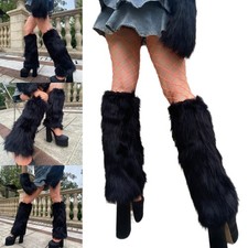Furry Leg Warmers Winter Leggings Boot Toppers Wrist Gloves Set For Women