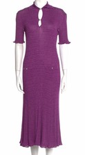 Chanel Paris 2022 Long Purple Knit CC Crystal Dress