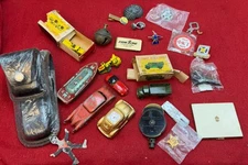 Vintage Drawer Estate Find Lot Toy Car Compact Pin Misc As Found