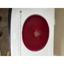 Vintage See's Candy Christmas Velvet Tufted Box w/ Poinsettia 11" x 8"