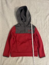 Under Armour UA Fleece Hoodie Quarter Zip Front Pocket Sweatshirt YXS Gray Red