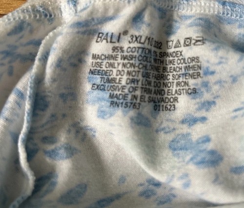 Vtg Bali Full Cut Panties Briefs Cotton Back Seam Size 3X Floral Blue HTF Soft - Picture 4 of 4
