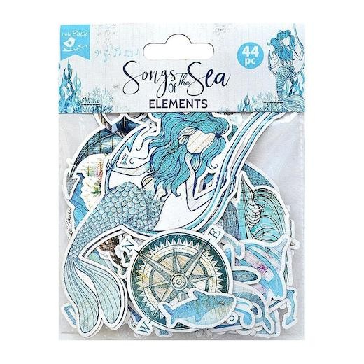 Little Birdie Ephemera Glittered Embellishments 44pcs - Song Of The Sea