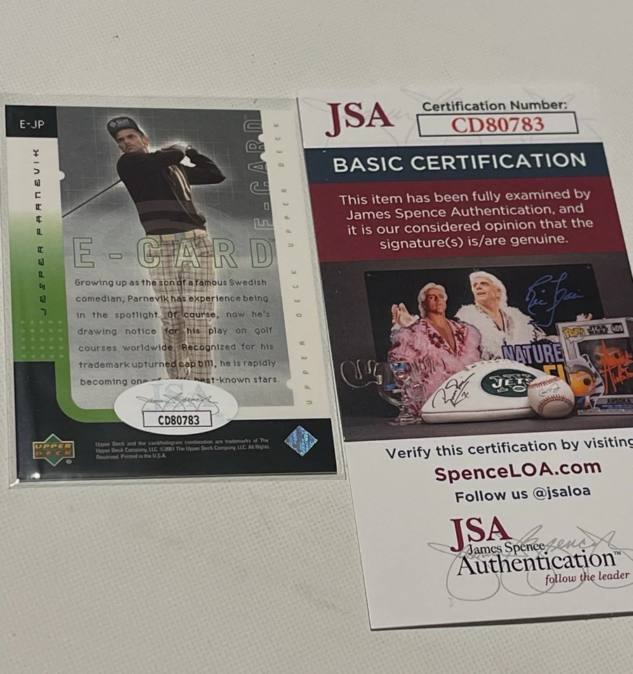 Tarjeta firmada por Jesper Parnevik UD Upper Deck certificado de autenticidad JSA IP autografiada a Foto 2 de 3