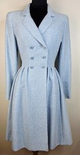 VINTAGE CHANEL BOUTIQUE 96P Museum Quality Runway Blue Tweed Dress Coat RARE!