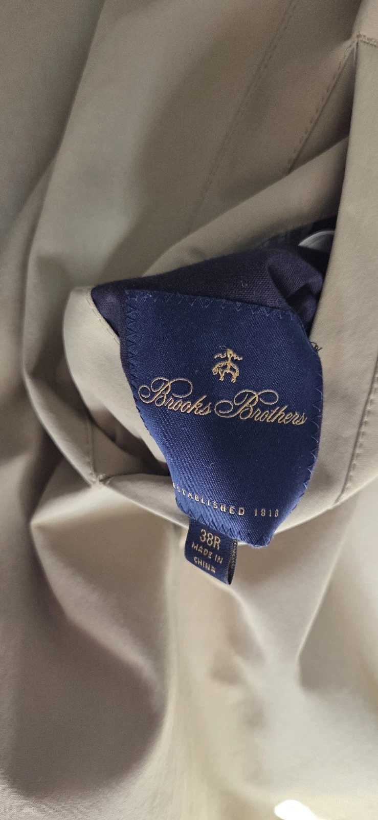 BROOKS BROTHERS REVERSIBLE GABARDINE COTTON WOOL TRENCH COAT 38R - product detail image 3