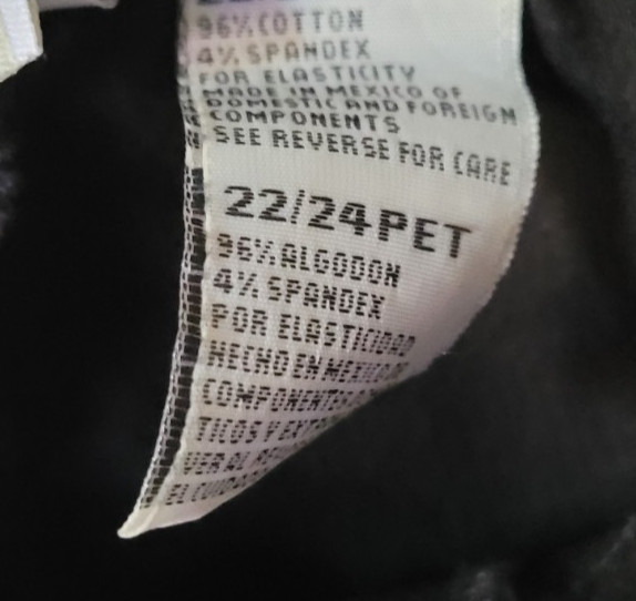 NWT Women's White Stag Plus Size 22/24 Petite Stretchy Solid Black Ribbed Casual