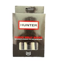 Hunter Welly Tall Boots Socks Striped Cuff Black  Gray Socks Size 5-7 M 