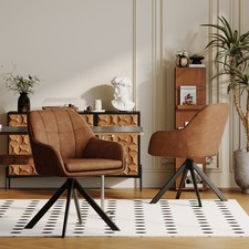 Goeurvant Esszimmerstühle 2/4/6er Set Polsterstuhl Kunstleder Drehstuhl Braun