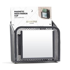 Locker Mesh Cup with Mirror Flat Bottom Light Gray Dark Gray - U Brands