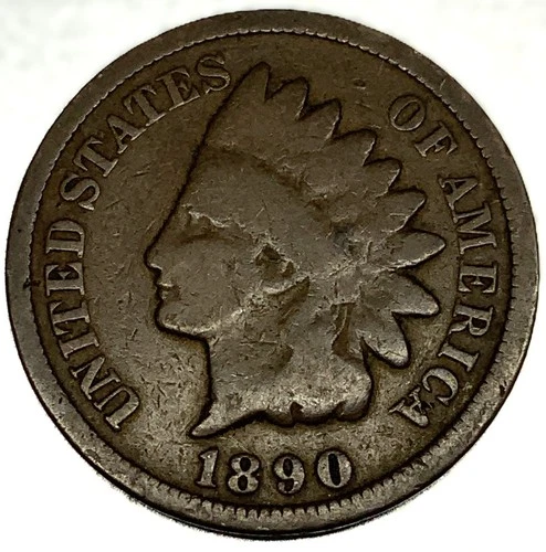 1890 Indian Head Cent Penny Good Condition 1c One Cent US Coin- 2454