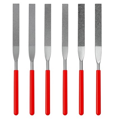ToolTreaux 7 Inch Diamond Coated Flat File Set Steel Files Assorted Grits 6pc