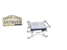 66353   Quality Fancy Scrolled Iron Vanity Bench Stool Ottoman
