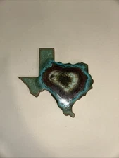 Glazed Geode Crackle Trivet State of Texas Dock 6 Pottery Handcrafted Marked