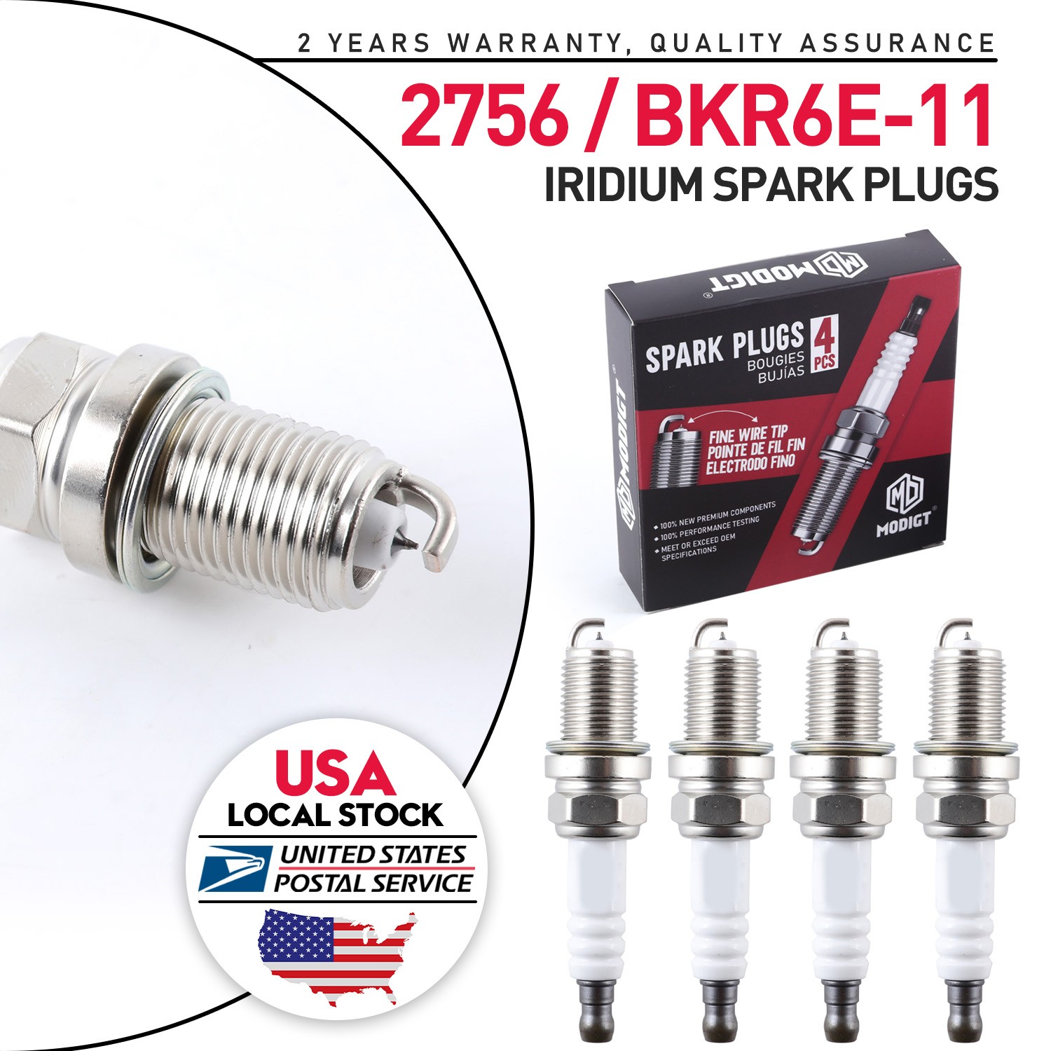 4PCS New Spark Plugs BKR6E-11 #2756 For Nissan Honda Toyota Lexus Madaza