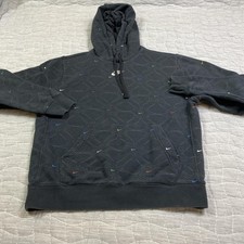 Nike Hoodie Mens Medium Black Pullover Sweatshirt Fleece Allover Swoosh Logo
