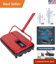 Lightweight and Compact Manual Carpet Sweeper - Quiet & Eco-Friendly Solution