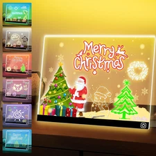16“ LED Drawing Message Note Board 7 Colors Light Acrylic Dry Erase Lumiboard wi