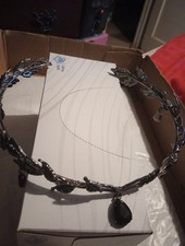 Silver Tiara and Crown for Women Sapphire Leaf Rhinestones