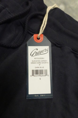 Grayers pantaloncino uomo blu scuro piccolo 100% cotone jersey rialzato cordoncino 8" - Foto 5 di 8