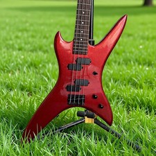Electric Bass Guitar 4 String Red Solid Body Maple Neck Basswood Body