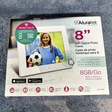 NEW Aluratek 8 Inch WiFi Digital Photo Frame Touchscreen IPS LCD Display 8GB