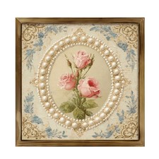 Rococo Vintage French Pearl Lace Pink Rose Wooden Plaque Girly Room Decor