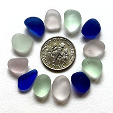 Surf Tumbled Sea Glass Jewelry Quality 12 Multi Color Pieces