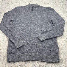 Pendelton Men's L Marled Gray 1/4 Zip Mock Neck Sweater Washable Wool