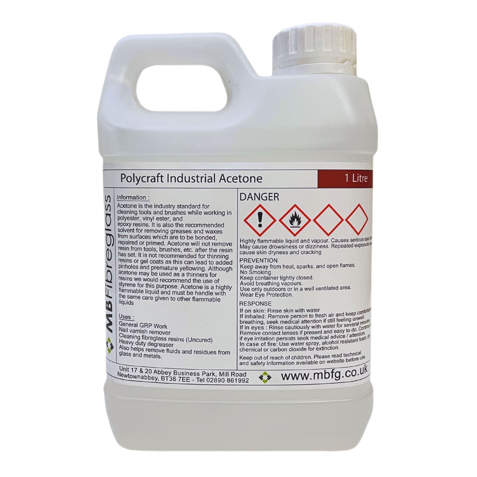 1 Litre (1000ml) Pure Acetone 99.5% / Nail Varnish Remover / Industrial Grade A