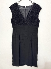Jones Wear Dress Dress Womens 12 Black Lace Tiered Sheath Party VTG 90s