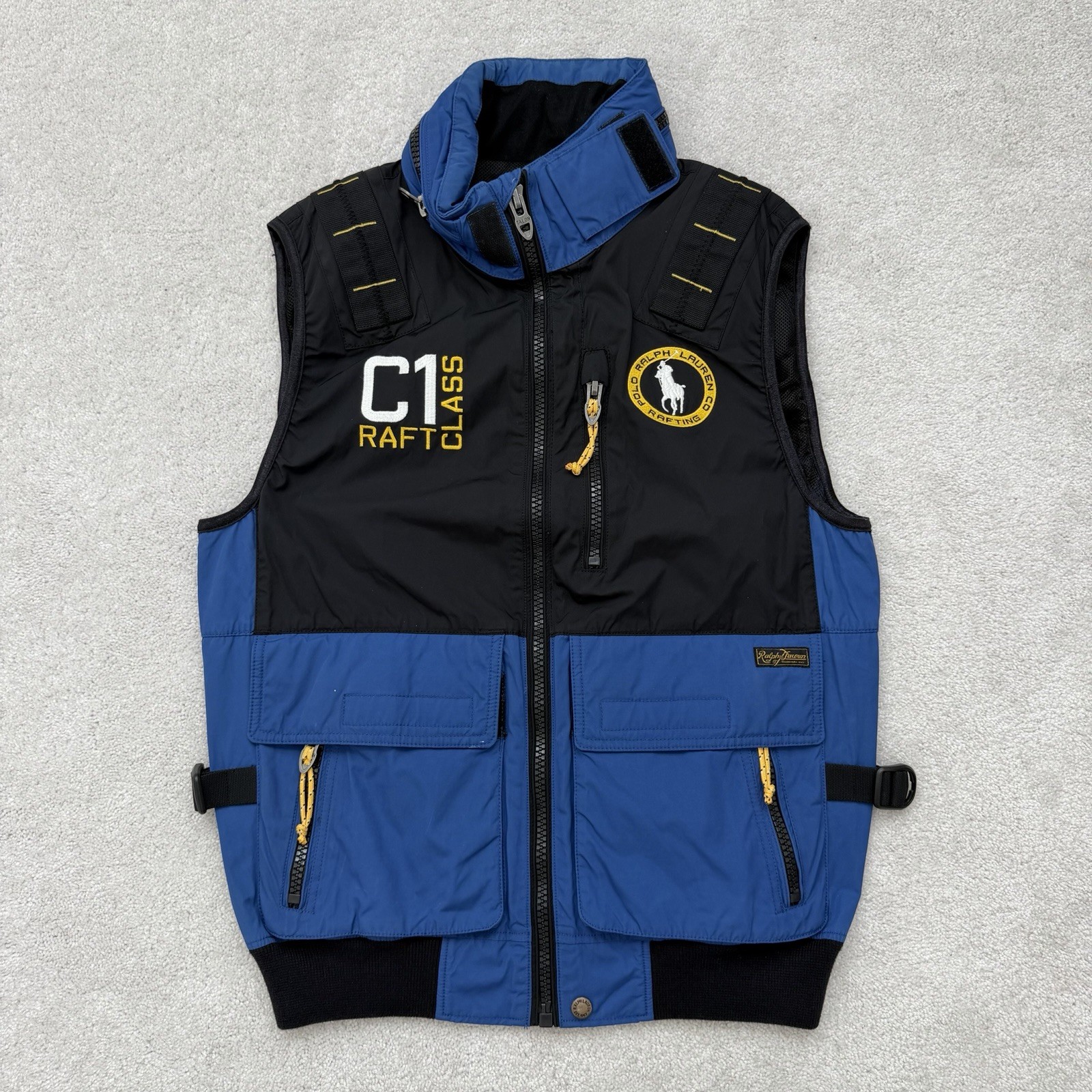 Polo Ralph Lauren Vest C1 Raft Class Men's M Rafting Guide Full Zip Blue