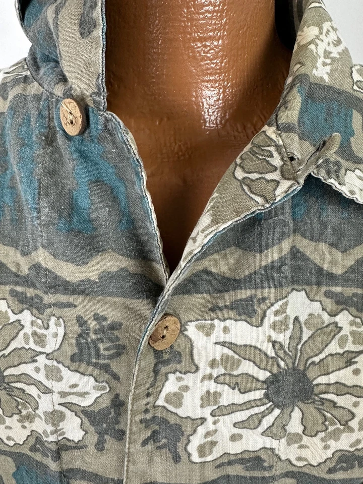 Camisa Hawaiana De Colección Años 90 Bugle Boy Hombres XL Talla Grande Tribal Floral Geométrica Rayas Foto 3 de 4
