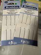 Beadalon Collapsible Eye 8 Beading Needles 2.5" 4 Pack in each 2 lot