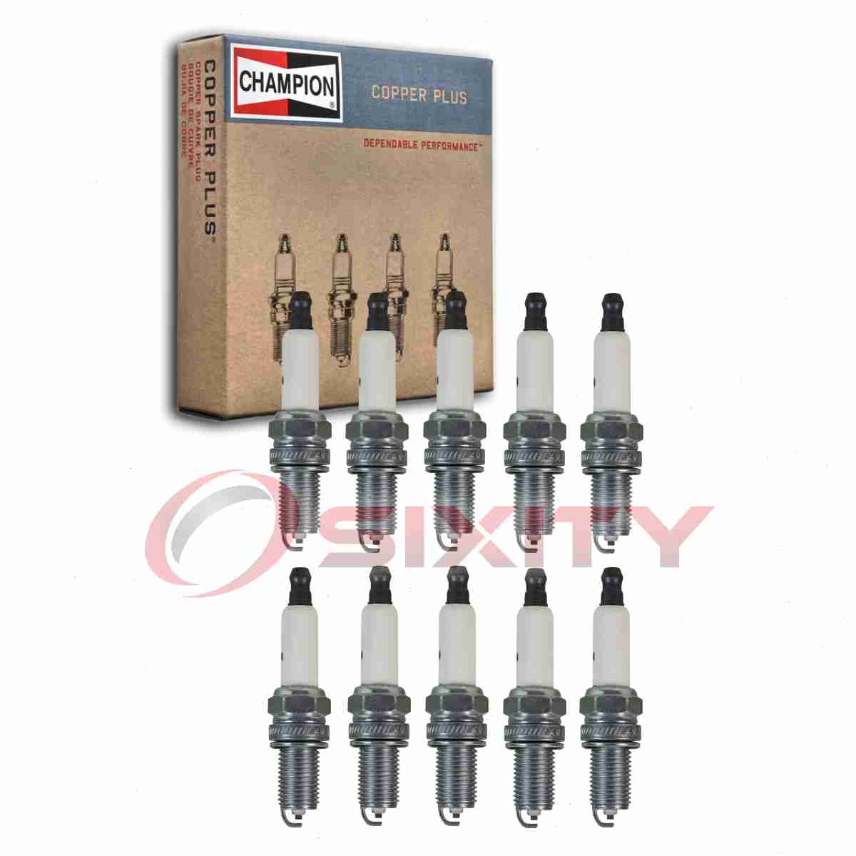 10 pc Champion Copper Plus 449 Spark Plugs for RA7YC 91320 5129 Ignition eh