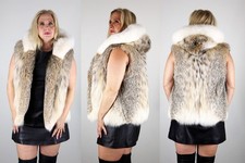 Brand New Hooded North American Lynx Fur Vest Size Medium 6 8 M Made in the USA