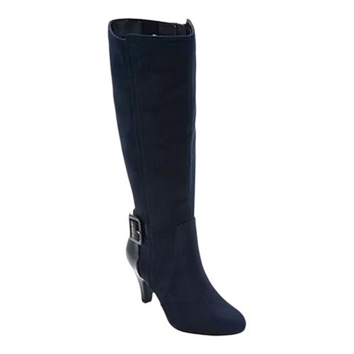#386 East 5th Sovio Womens Navy Blue High Fashion Suede Heel Boots Size 9.5 M - Picture 2 of 7