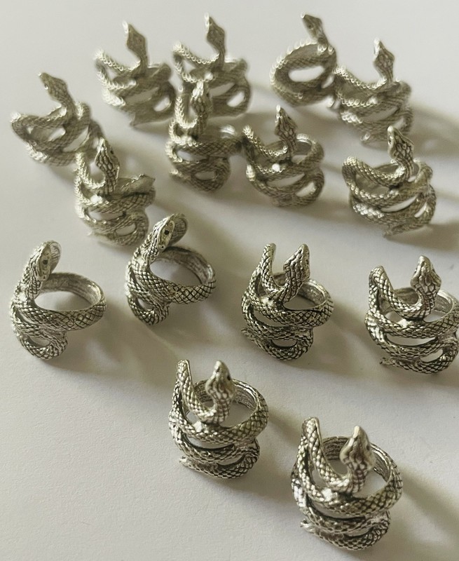 Lot Of 15 Silver Snake Beads For Crafting Jewelry Making Etc