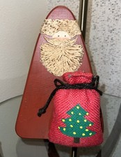 Vtg Wooden Christmas Folk Art Hand Painted Santa Claus 3D 9.5" With A Gift Sack