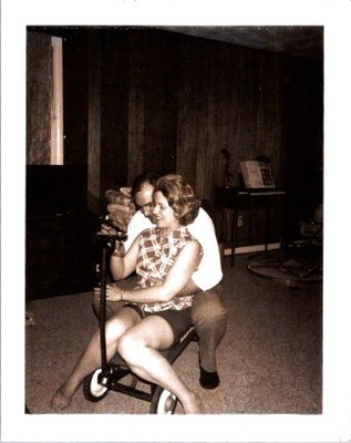 Domestic Snapshot Couple Scooter Play Early AM May 20 1973 Photograph 1970s