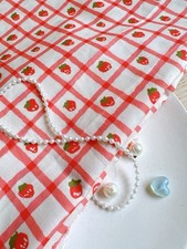 1 yard 58'' width coral check strawberry summer cotton fabric 260458 A02