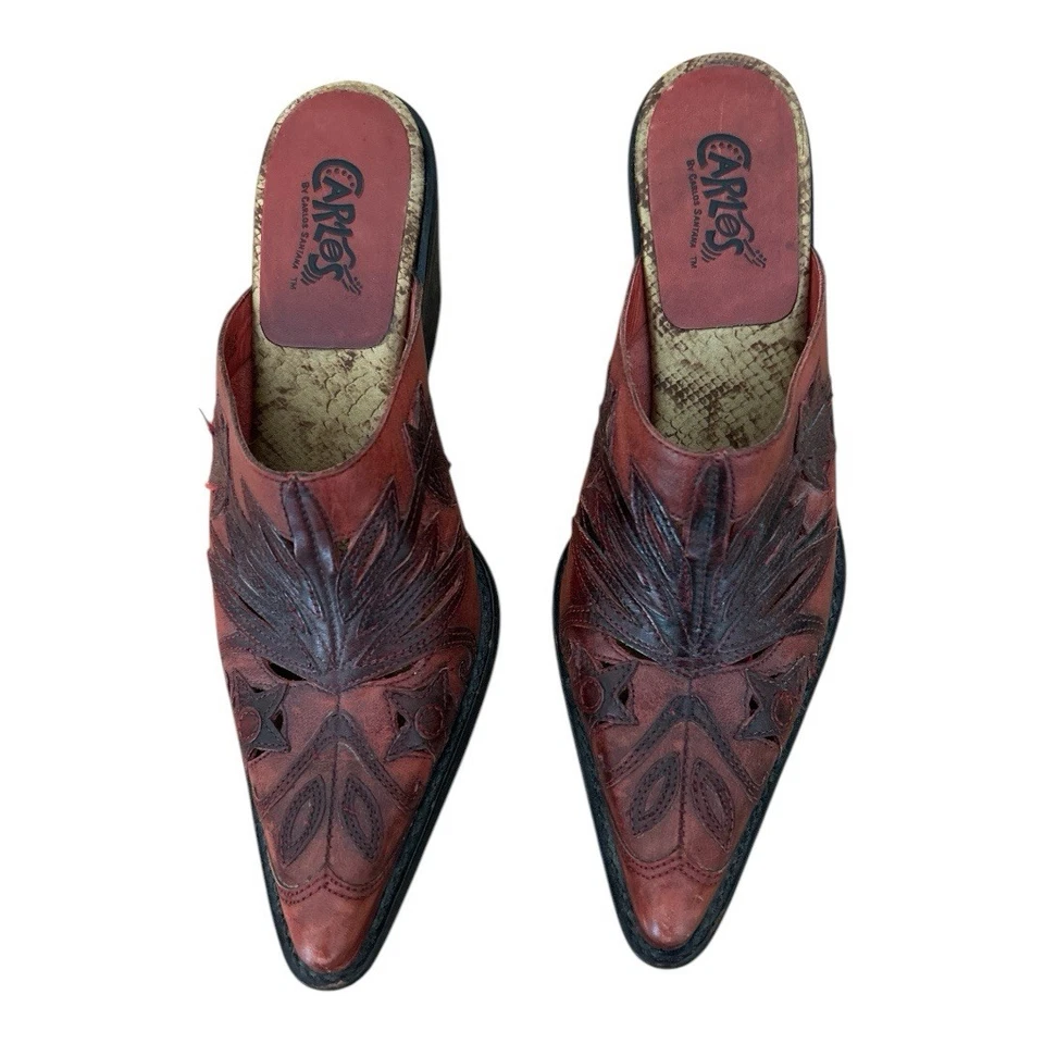 Carlos By Carlos Santana Rodeo Punta Cuero Rojo Recortado Mules Western Foto 4 de 4