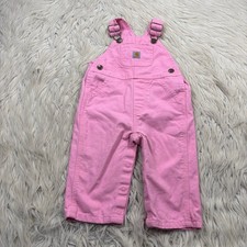 Carhartt Girl's 9M Pink Twill Canvas Overalls Cotton