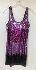 Express women’s dresses sequins scoop neck tank short purple and gold size S