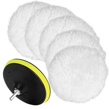 7 Piece Wool Buffing Pad, Drill Buffer Connecting M12 Drill Adapter, 6 Inch