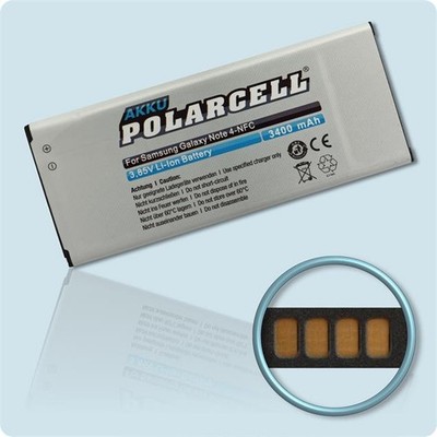 PolarCell Akku für EB-BN910BBE - Samsung Galaxy Note 4 3400mAh Batterie Handy