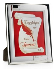 Cornice Porta Foto 15x20 In Argento Regalo Laurea ELITE Made in Italy