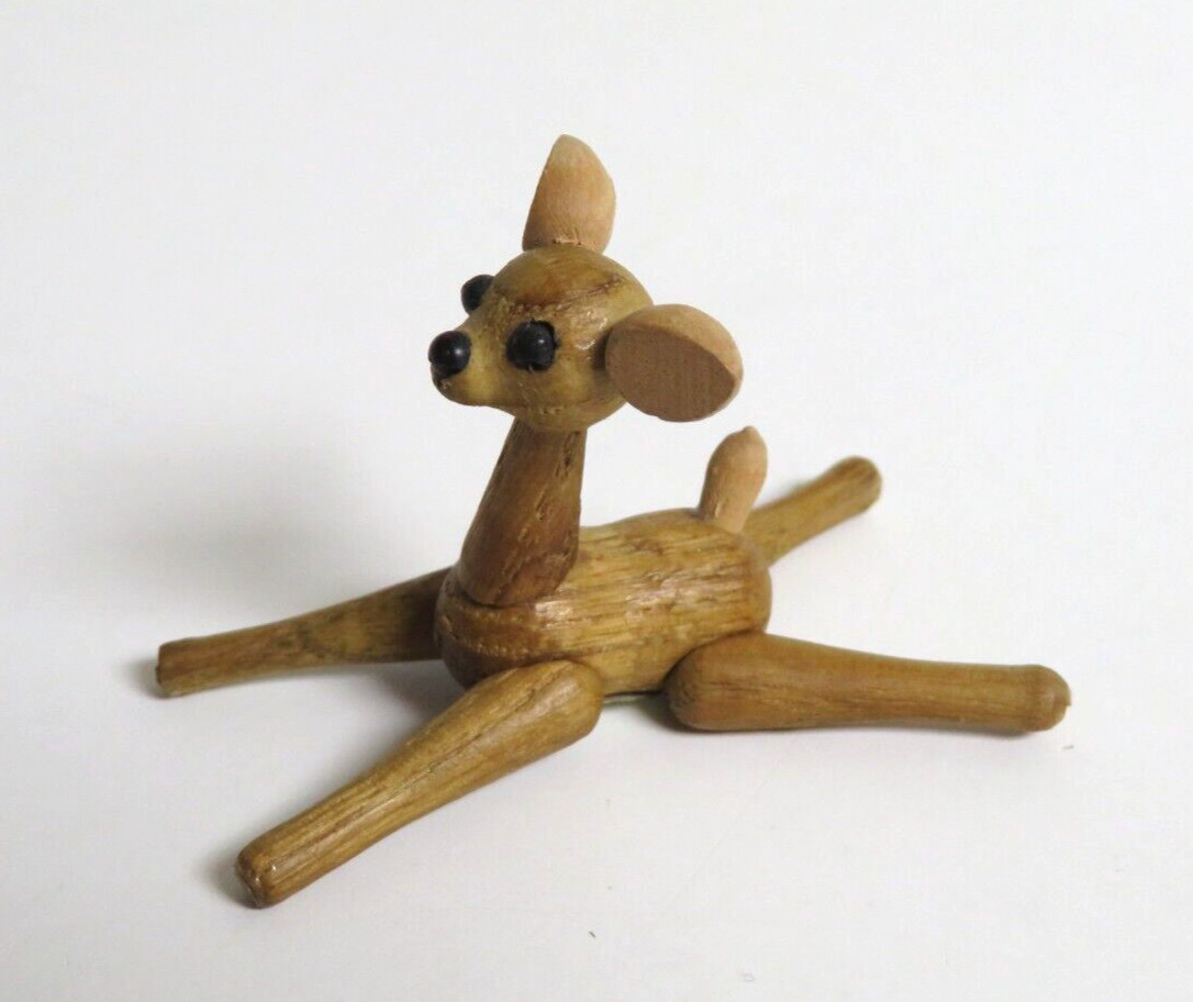 Vintage Zoo Line Match Box Wooden Articulated Deer Figure Wood Animal Japan
