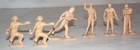 6 Vintage Tan Plastic Army Men Ground Crew Cape Canaveral Kennedy Marx  2" B41