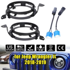 Pair 7" Inch LED Headlight Mounting Bracket Ring For Jeep Wrangler JL 2018-2023 